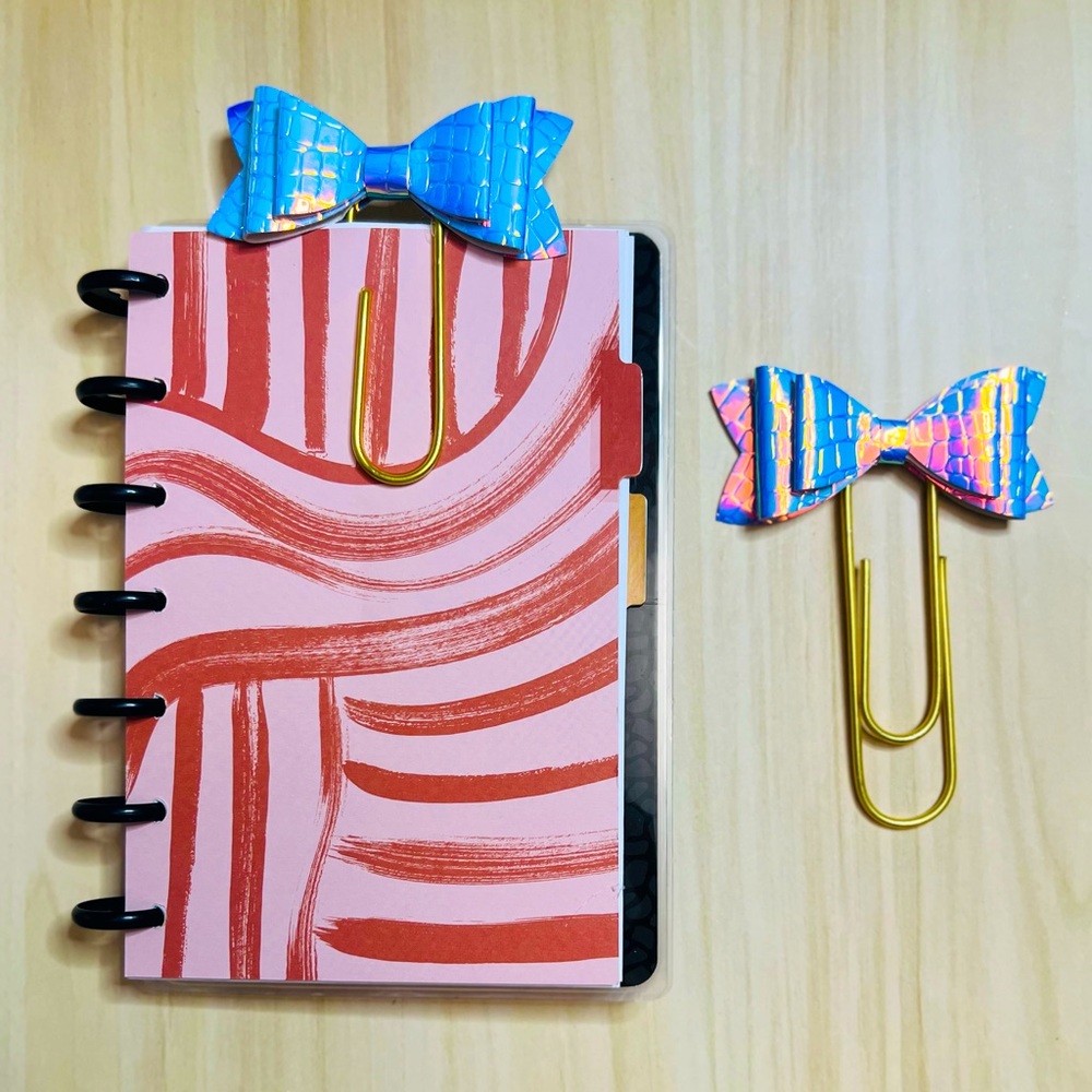 Happy planner Bow paper clips Jumbo size 2 pcs holographic